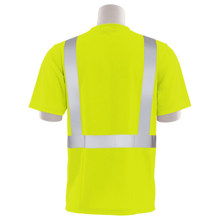 Erb Safety T-Shirt, Birdseye Mesh, Shrt Slv, Class 2, 9006SB, Hi-Viz Lime/Blk, 3XL 62404